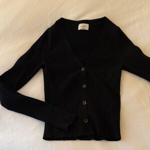 Wilfred Classic Black Button-Up Cardigan